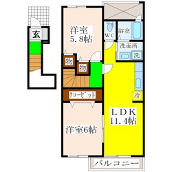 吉田 徒歩10分 2階の物件間取画像